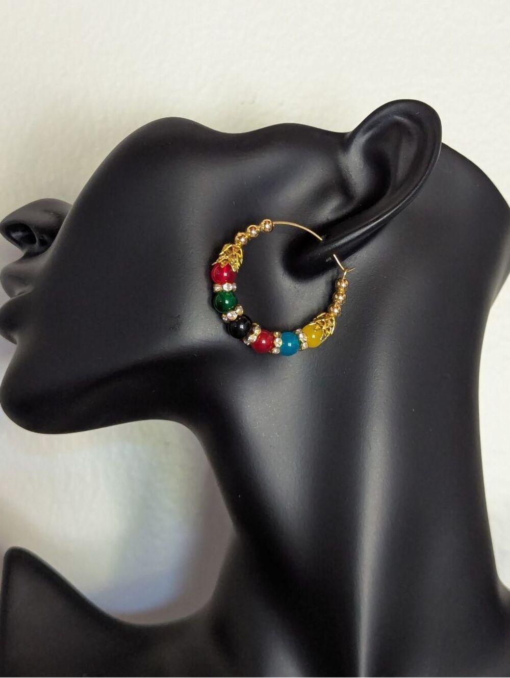 Boho Gold Hoop Earrings with Multicolor Beads Women Jewelry Indian Lehenga